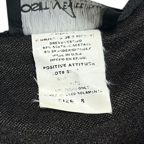 90’s Vintage Dark Brown Sleeveless Maxi Dress with Jacket Positive Attitude - Picture 9 of 13